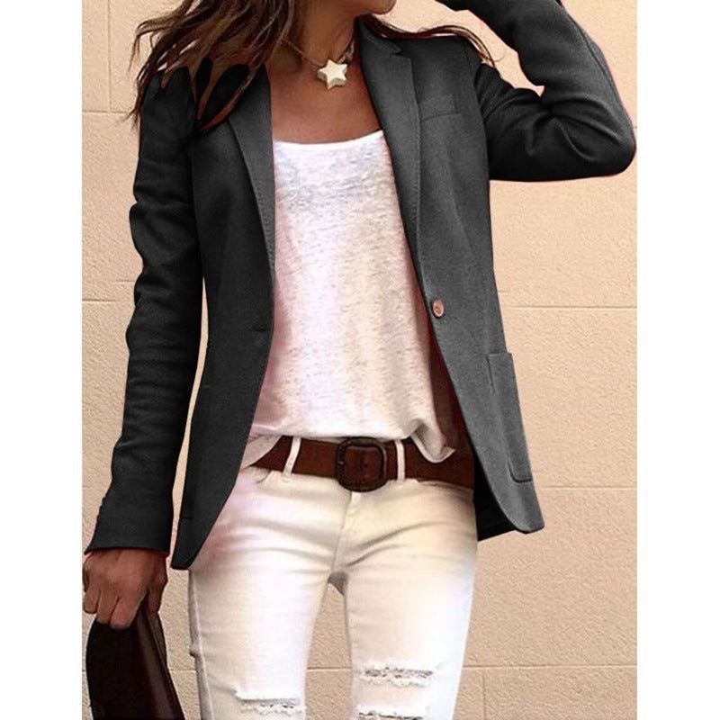 Damen taillierter Blazer mit elegantem Revers EB