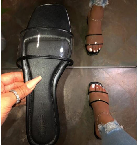 Damen elegante transparente Riemchen-Sandalen EB