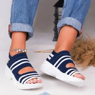 Damen trendige Sport Sandalen mit elastischen Riemen und atmungsaktiver Sohle EB