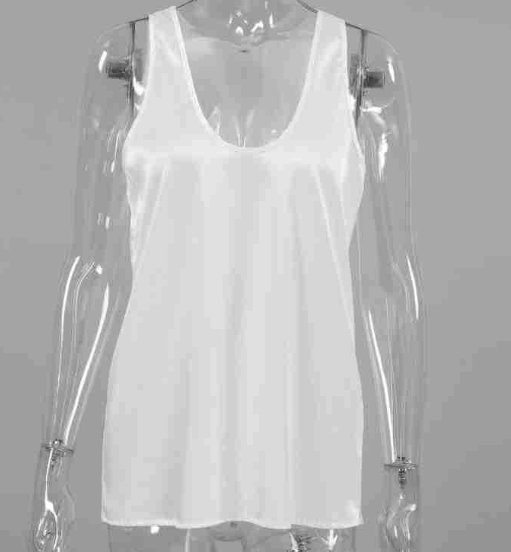 EB | Frauen Satin U Hals T-Shirt Ärmelloses Top