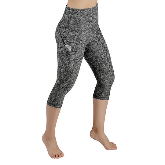 Damen Sportliche Capri-Leggings mit Seitentaschen und hohem Bund EB