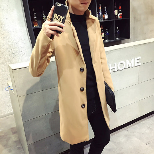 Herren nan schlanker Kurzmantel mit Stehkragen und eleganter Knopfleiste EB