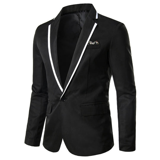 Herren nan einreihiges Abend-Sakko mit kontrastpaspel, Schalkragen-Optik und tailliertem Slim-Fit EB