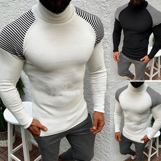 Herren Hochwertiger Funktionspullover mit modischem Stehkragen und strukturiertem Design EB