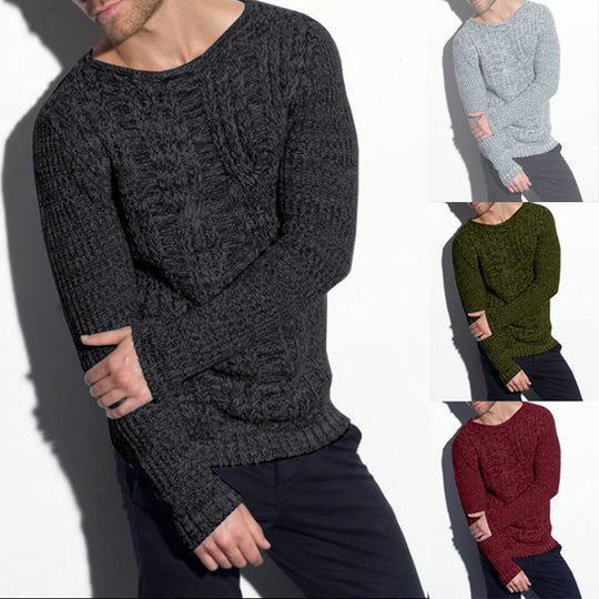 Herren Grobstrickpullover mit strukturiertem Zopfdesign und lässigem Rundhalsausschnitt EB