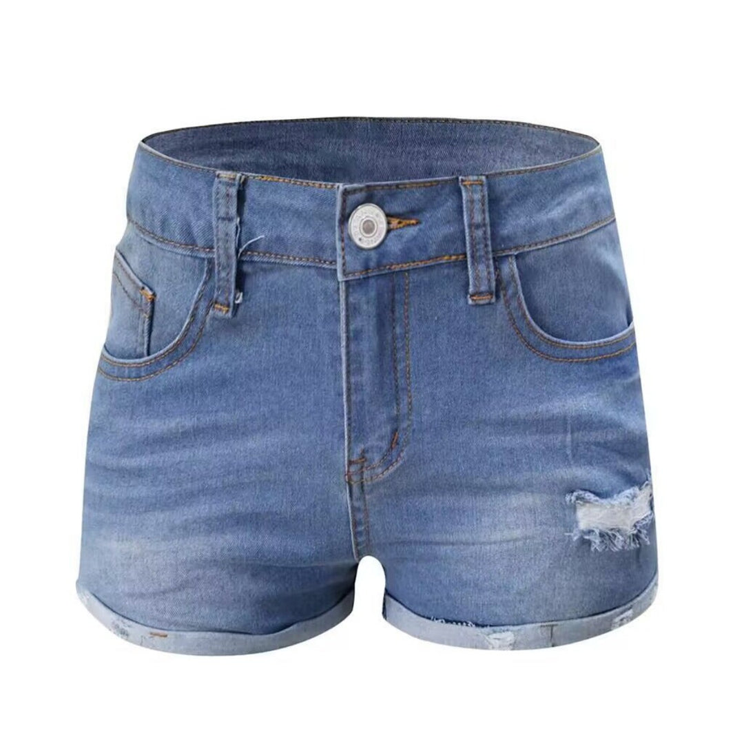 EB | Zerrissene Quasten-Denim-Shorts