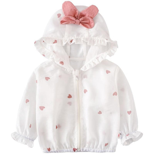 Unisex nan leichte Kapuzenjacke für Kleinkinder mit elastischen Bündchen und verspieltem Herzdruck EB