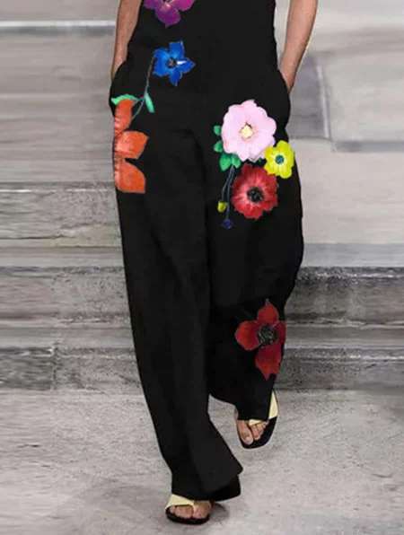Damen Jumpsuit mit floralem Design und praktischen Taschen EB