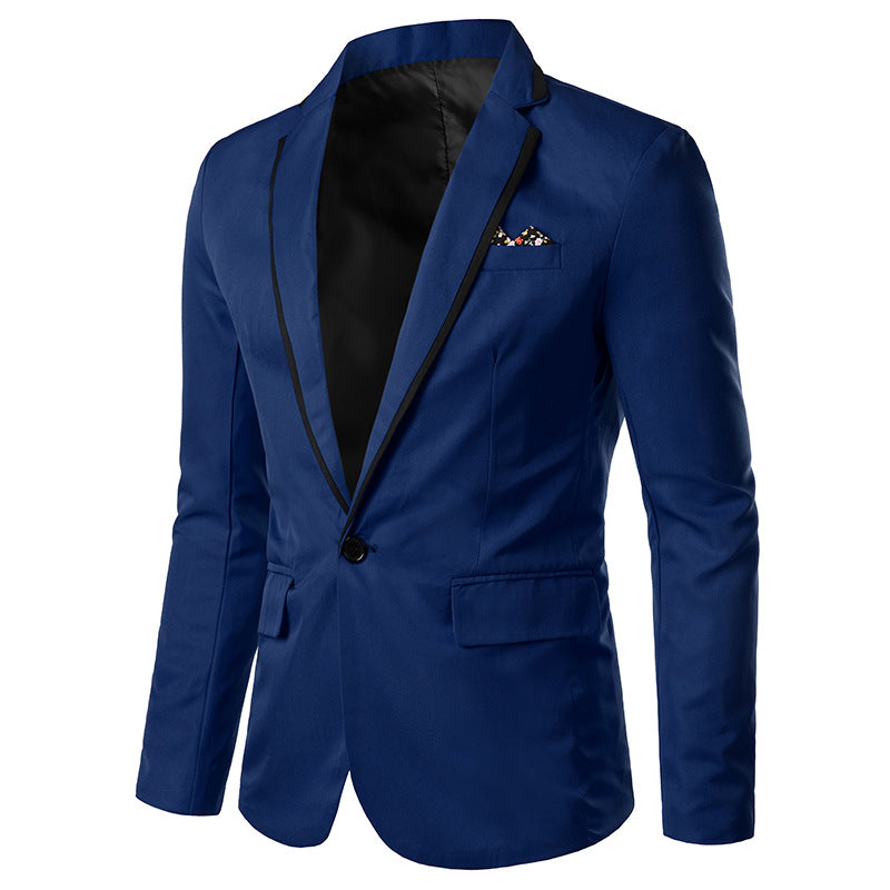 Herren nan einreihiges Abend-Sakko mit kontrastpaspel, Schalkragen-Optik und tailliertem Slim-Fit EB