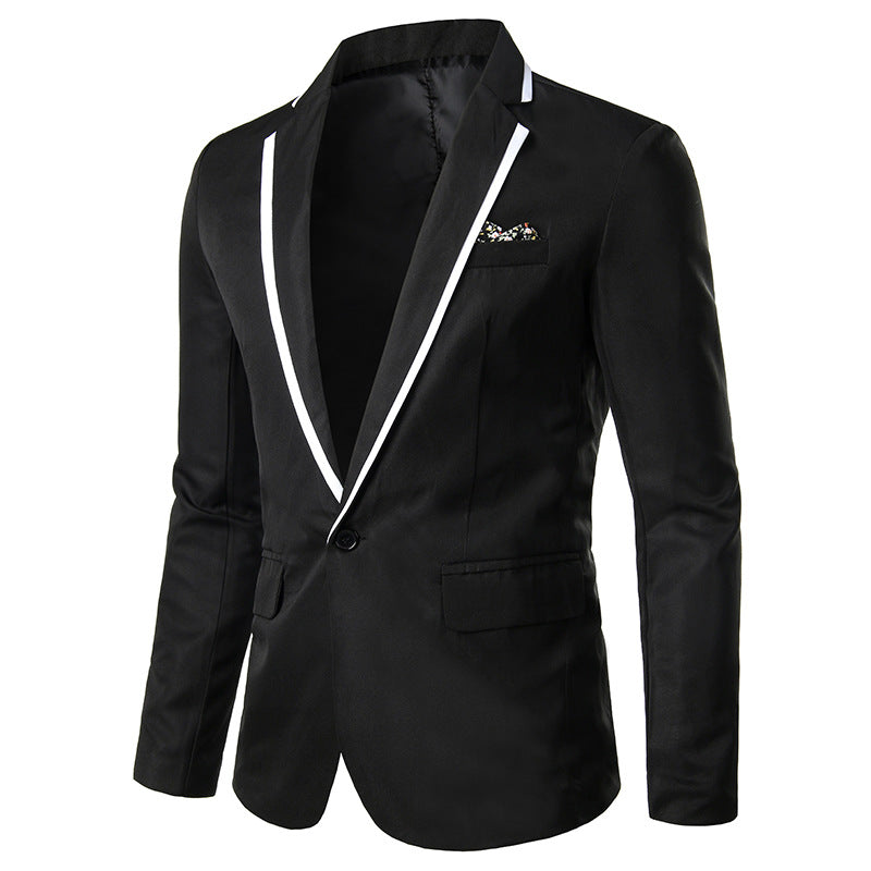Herren nan einreihiges Abend-Sakko mit kontrastpaspel, Schalkragen-Optik und tailliertem Slim-Fit EB