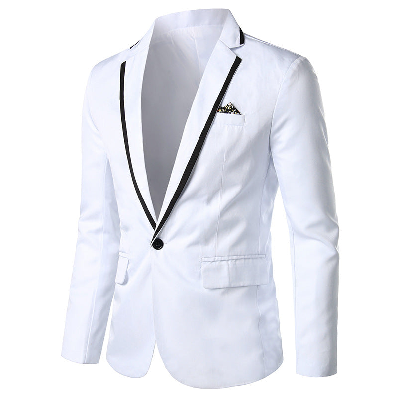 Herren nan einreihiges Abend-Sakko mit kontrastpaspel, Schalkragen-Optik und tailliertem Slim-Fit EB