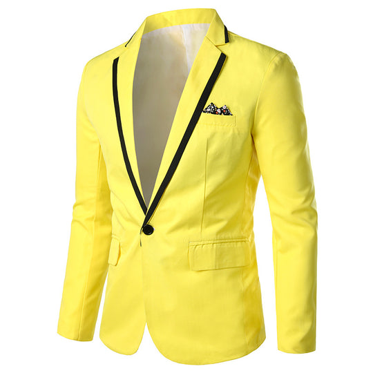 Herren nan einreihiges Abend-Sakko mit kontrastpaspel, Schalkragen-Optik und tailliertem Slim-Fit EB
