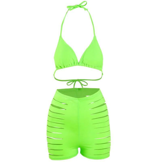 Damen Bikini-Set mit sexy Cut-Out und hoch geschnittenen Shorts EB