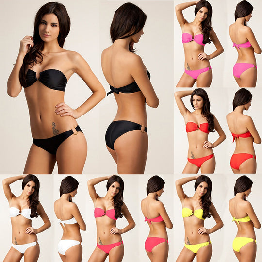 Damen Bandeau-Bikini mit dekorativem Ring EB