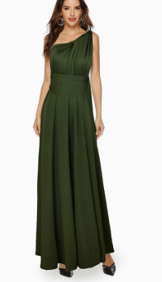 Damen Maxikleid mit asymmetrischem Ausschnitt und seitlichem Schlitz EB