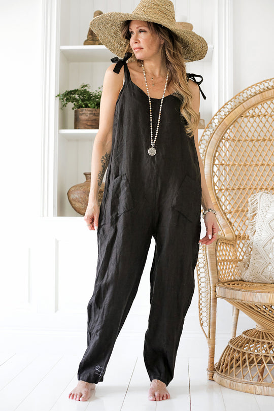 Damen lässiger Jumpsuit mit verstellbaren Trägern und praktischen Taschen EB