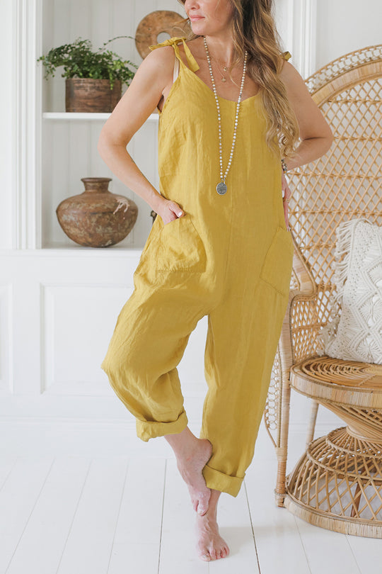 Damen lässiger Jumpsuit mit verstellbaren Trägern und praktischen Taschen EB