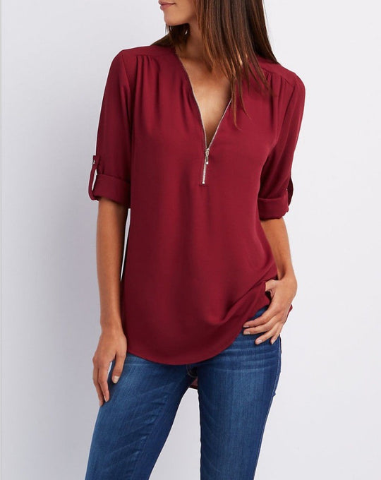 EB | V-Ausschnitt plus Größe Frauen ärmellos Chiffon Shirt