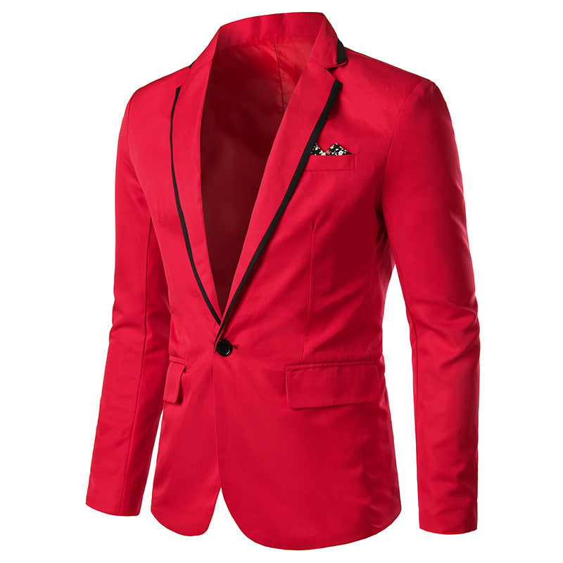 Herren nan einreihiges Abend-Sakko mit kontrastpaspel, Schalkragen-Optik und tailliertem Slim-Fit EB