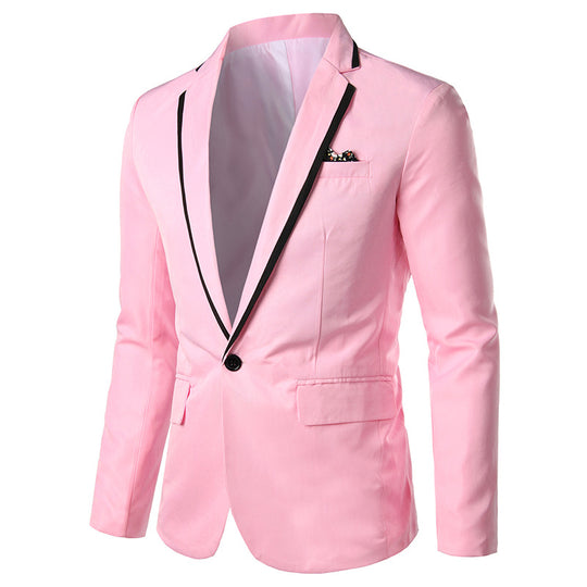 Herren nan einreihiges Abend-Sakko mit kontrastpaspel, Schalkragen-Optik und tailliertem Slim-Fit EB