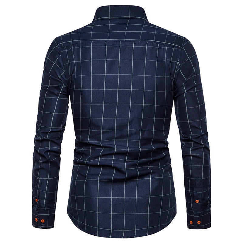 Herren nan tailliertes Businesshemd mit Button-Down-Kragen kariert und kontrastfutter EB