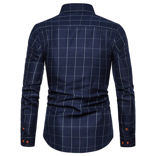 Herren nan tailliertes Businesshemd mit Button-Down-Kragen kariert und kontrastfutter EB