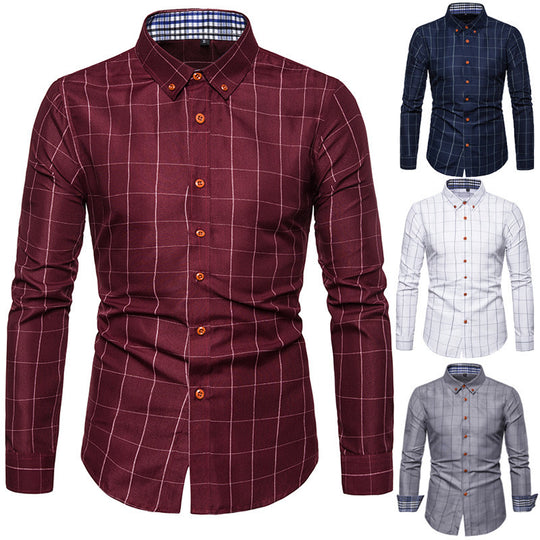 Herren nan tailliertes Businesshemd mit Button-Down-Kragen kariert und kontrastfutter EB