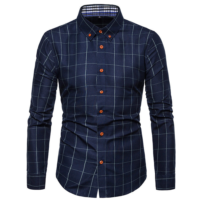 Herren nan tailliertes Businesshemd mit Button-Down-Kragen kariert und kontrastfutter EB