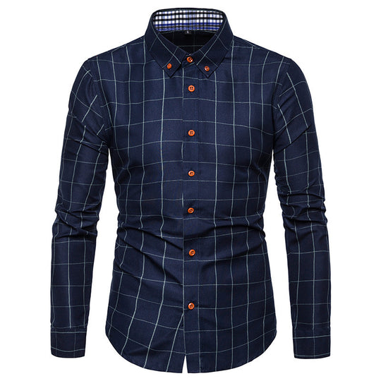 Herren nan tailliertes Businesshemd mit Button-Down-Kragen kariert und kontrastfutter EB