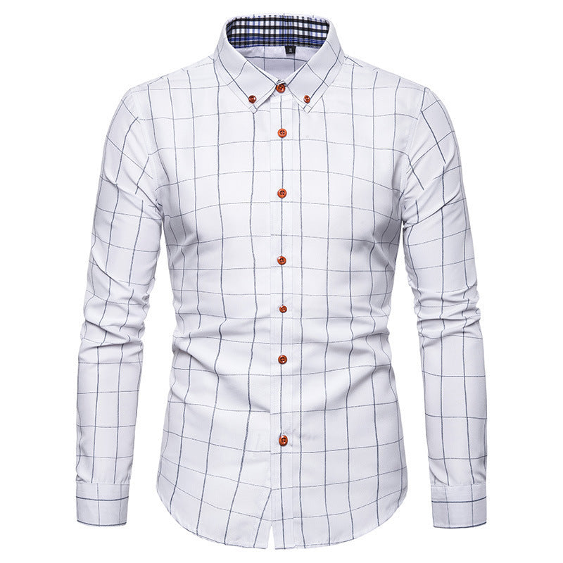 Herren nan tailliertes Businesshemd mit Button-Down-Kragen kariert und kontrastfutter EB