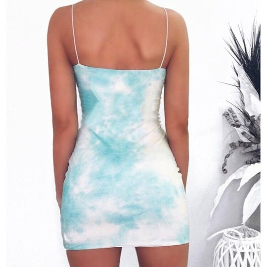 Damen figurbetontes Minikleid im lässigen Tie-Dye-Design EB