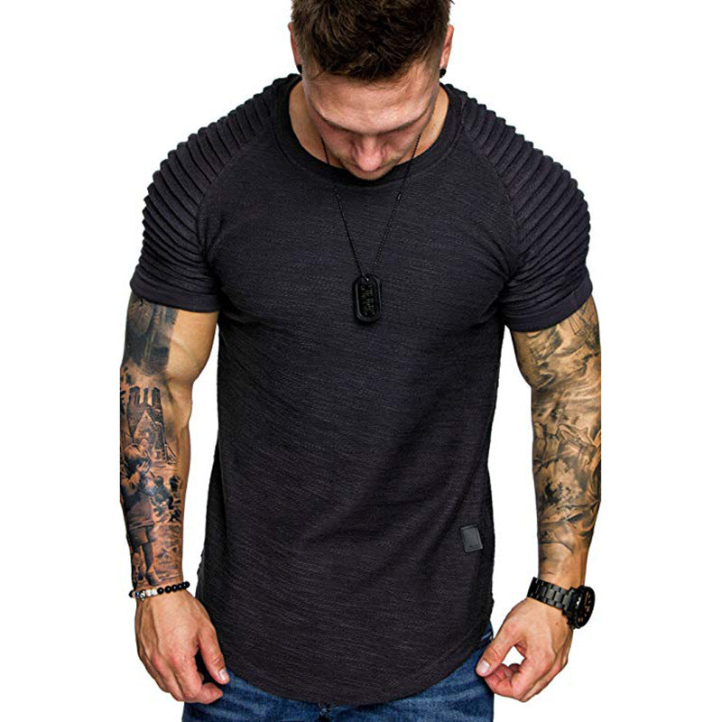 Herren modisches Rundhalsshirt mit strukturierter Schulterpartie EB