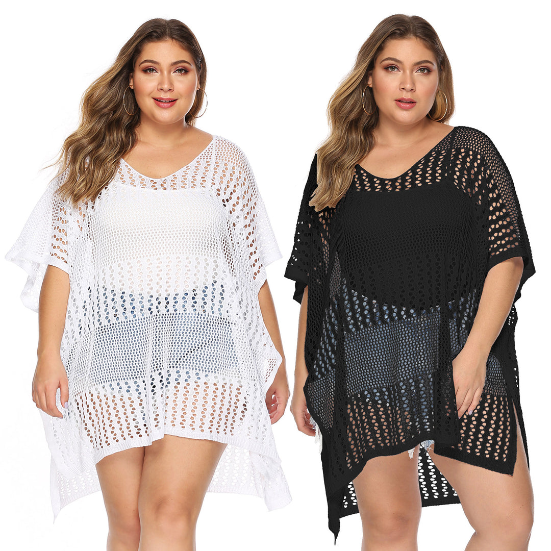 Damen lässiger Häkel-Strandüberwurf mit asymmetrischem Schnitt EB