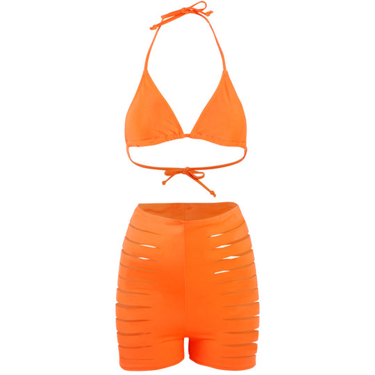 Damen Bikini-Set mit sexy Cut-Out und hoch geschnittenen Shorts EB