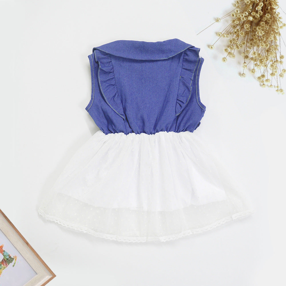 Damen Kleid mit klassischem Kragen und transparentem Tüllrock EB
