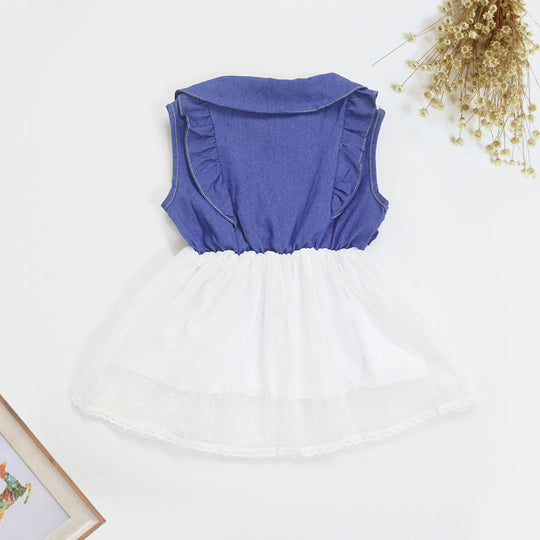 Damen Kleid mit klassischem Kragen und transparentem Tüllrock EB