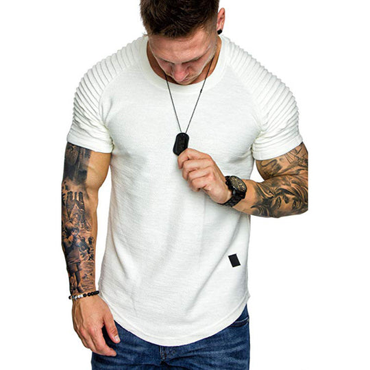 Herren modisches Rundhalsshirt mit strukturierter Schulterpartie EB