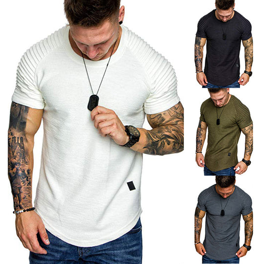 Herren modisches Rundhalsshirt mit strukturierter Schulterpartie EB