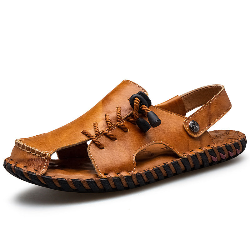 Herren Luftige Leder Sandalen mit praktischer Schnürung EB