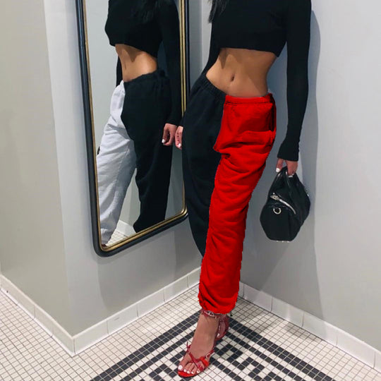 Damen Modische Jogginghose mit asymmetrischem Design und elastischem Bund EB