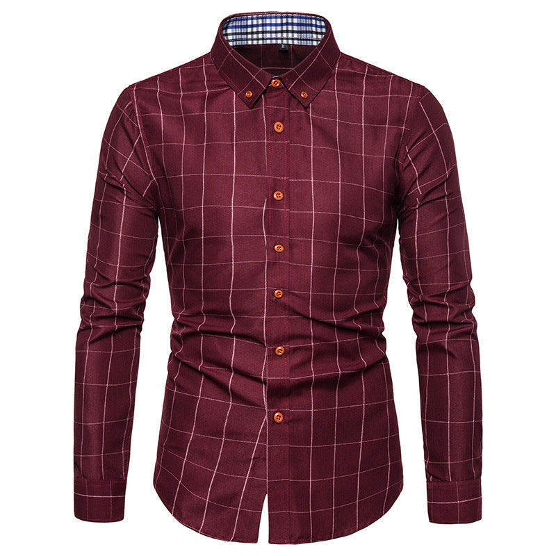 Herren nan tailliertes Businesshemd mit Button-Down-Kragen kariert und kontrastfutter EB