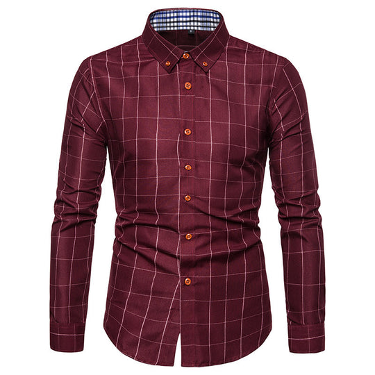Herren nan tailliertes Businesshemd mit Button-Down-Kragen kariert und kontrastfutter EB