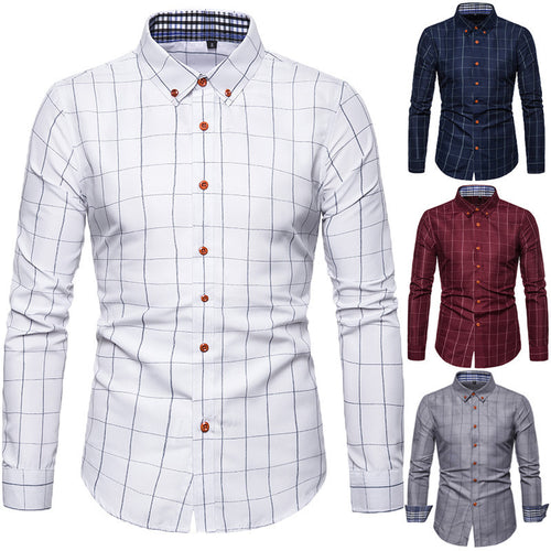 Herren nan tailliertes Businesshemd mit Button-Down-Kragen kariert und kontrastfutter EB