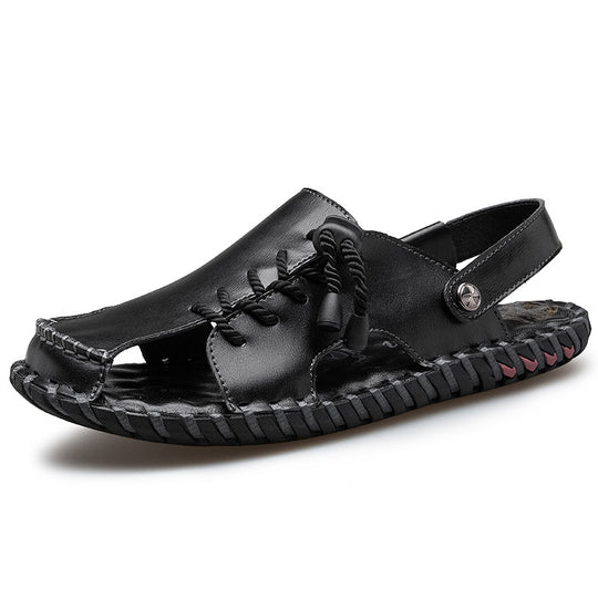 Herren Luftige Leder Sandalen mit praktischer Schnürung EB