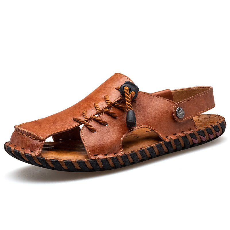 Herren Luftige Leder Sandalen mit praktischer Schnürung EB