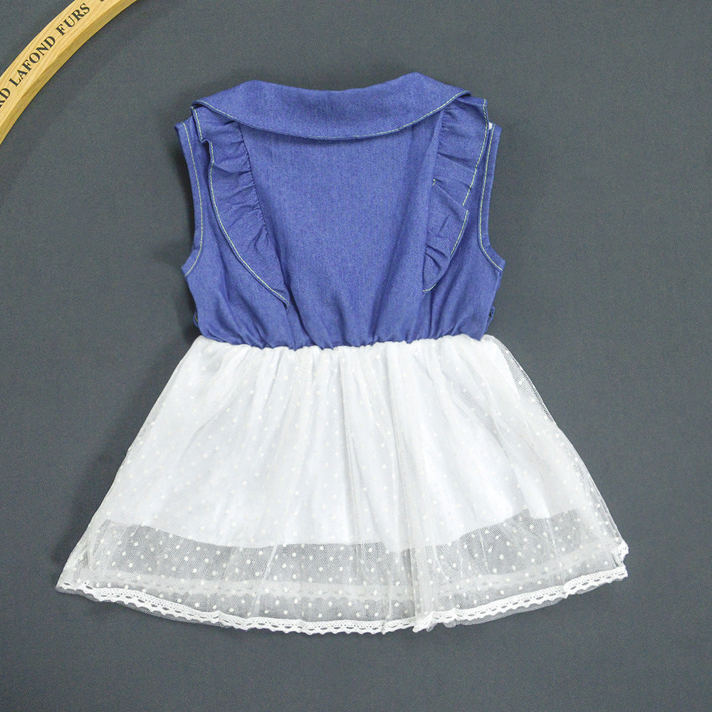 Damen Kleid mit klassischem Kragen und transparentem Tüllrock EB