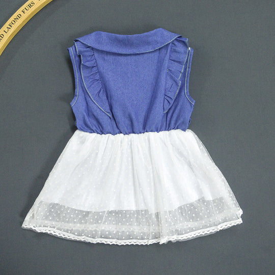 Damen Kleid mit klassischem Kragen und transparentem Tüllrock EB