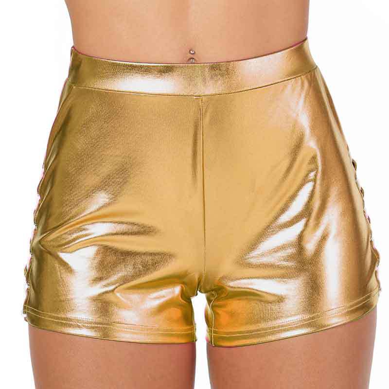 Damen Glänzende High-Waist Shorts EB