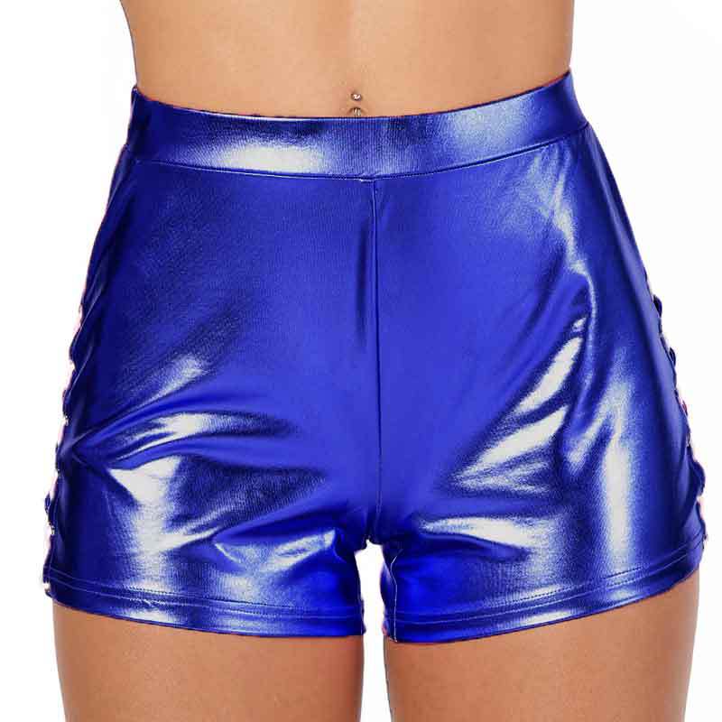 Damen Glänzende High-Waist Shorts EB