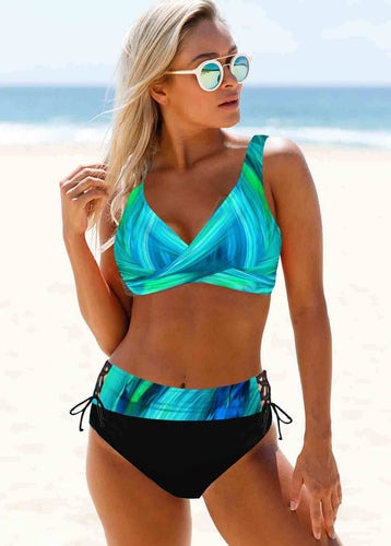 Damen Sportliches Bikini-Set mit verstellbaren Trägern und modischem Farbdesign EB